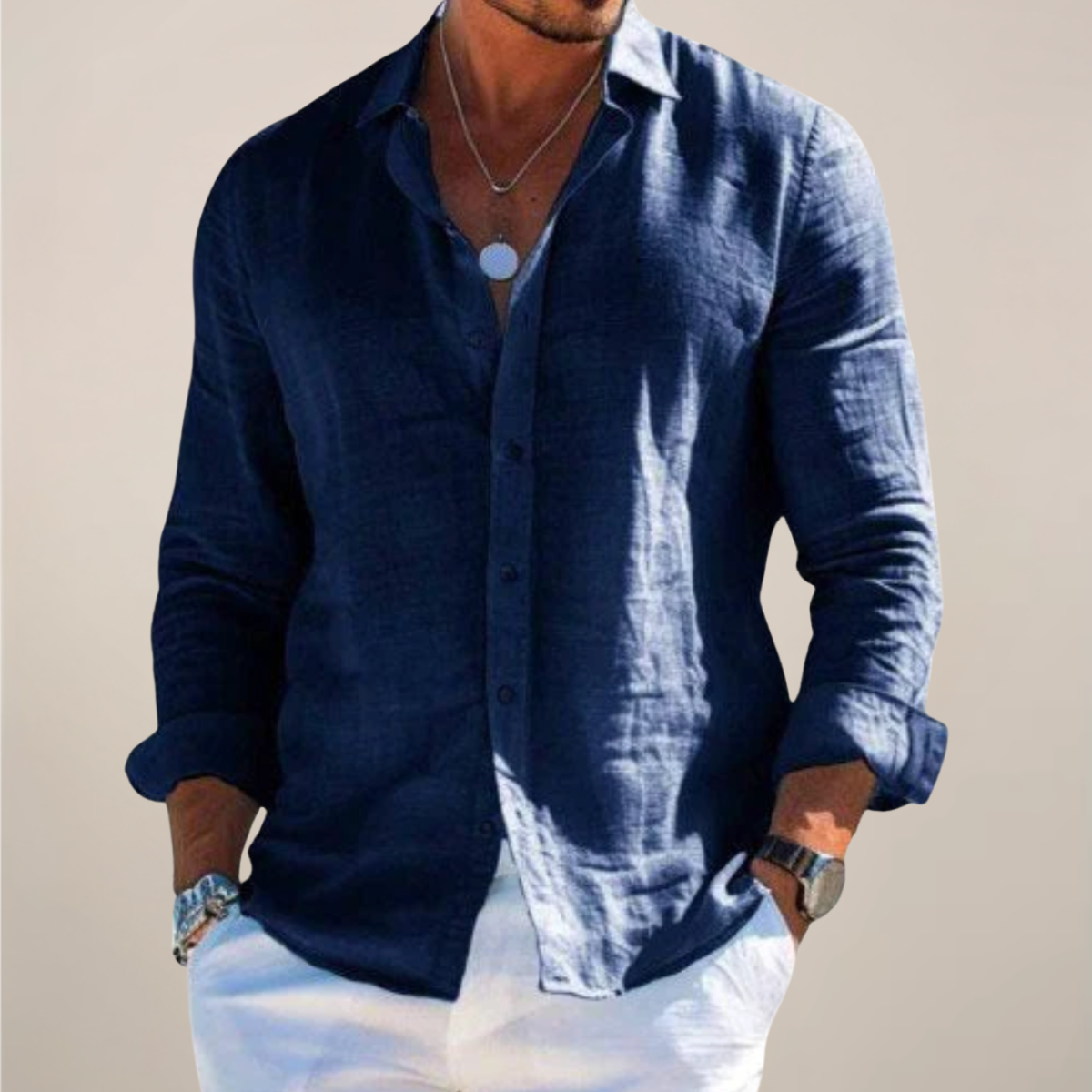 Men’s Linen Long Sleeve Shirt - Stylish Button-Up for Any Occasion