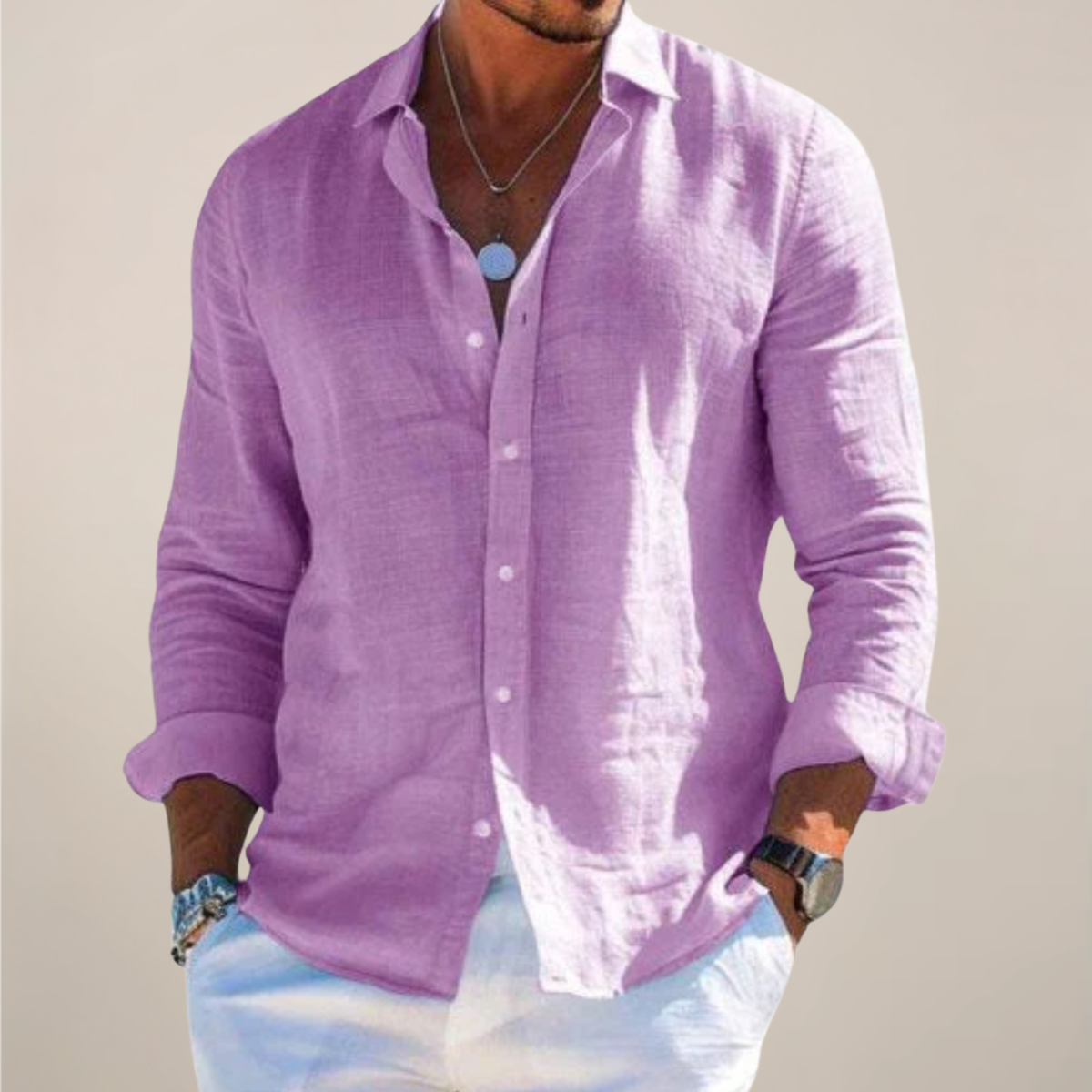 Men’s Linen Long Sleeve Shirt - Stylish Button-Up for Any Occasion
