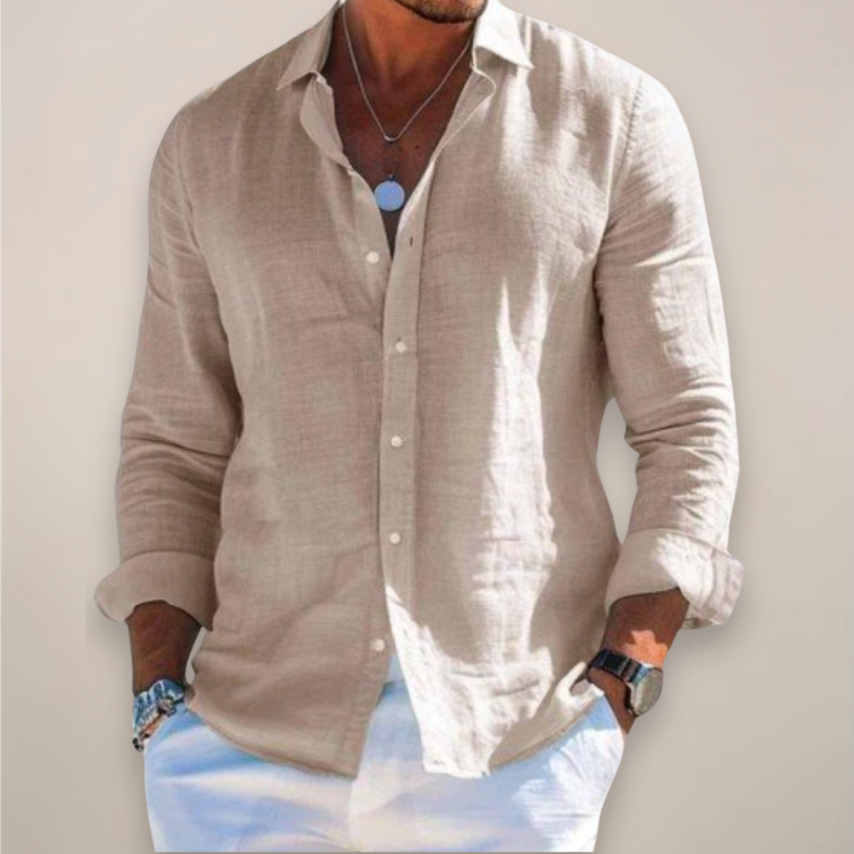 Men’s Linen Long Sleeve Shirt - Stylish Button-Up for Any Occasion