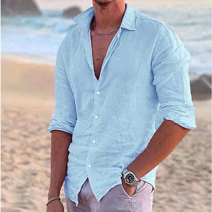 Men's Linen Long Sleeve Shirt for Spring & Summer Wear