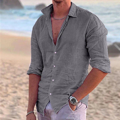 Men's Linen Long Sleeve Shirt for Spring & Summer Wear