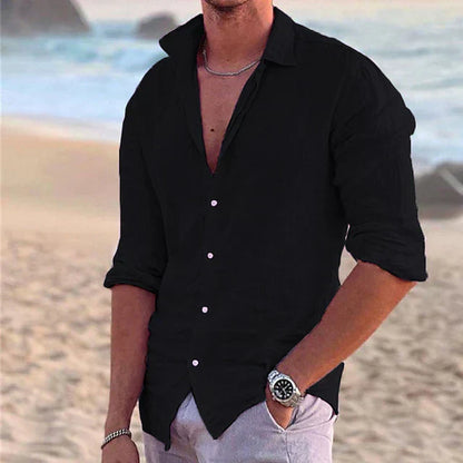 Men's Linen Long Sleeve Shirt for Spring & Summer Wear