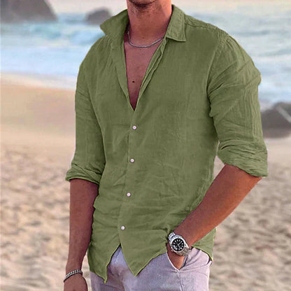 Men's Linen Long Sleeve Shirt for Spring & Summer Wear