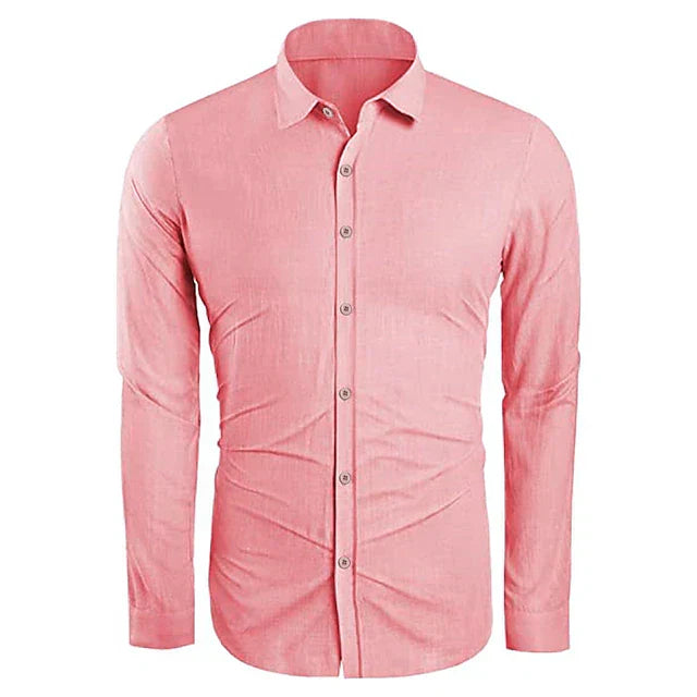 Men's Linen Long Sleeve Shirt for Spring & Summer Wear