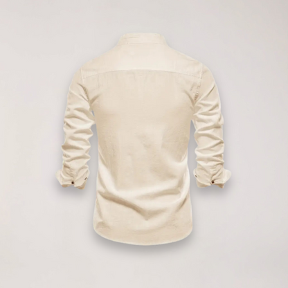 Men’s Long Sleeve Stand Collar Shirt – Embroidered Design for Stylish Occasions