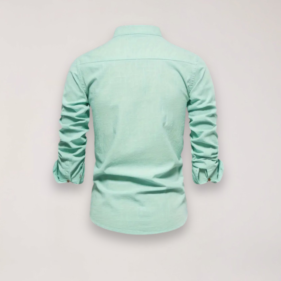 Men’s Long Sleeve Stand Collar Shirt – Embroidered Design for Stylish Occasions