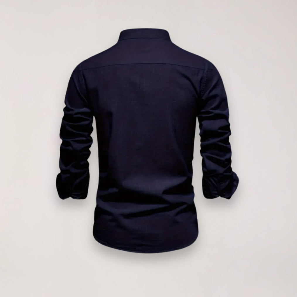 Men’s Long Sleeve Stand Collar Shirt – Embroidered Design for Stylish Occasions