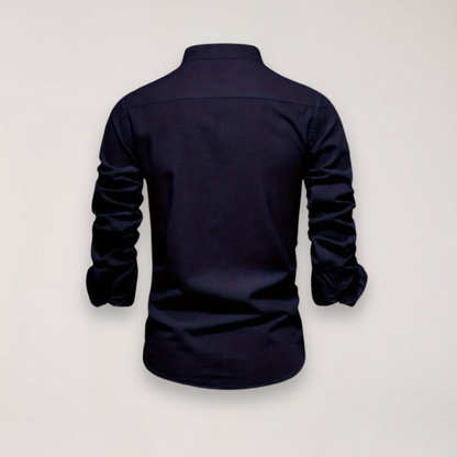 Men’s Long Sleeve Stand Collar Shirt – Embroidered Design for Stylish Occasions