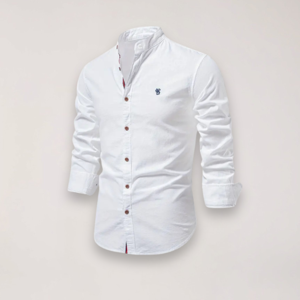 Men’s Long Sleeve Stand Collar Shirt – Embroidered Design for Stylish Occasions