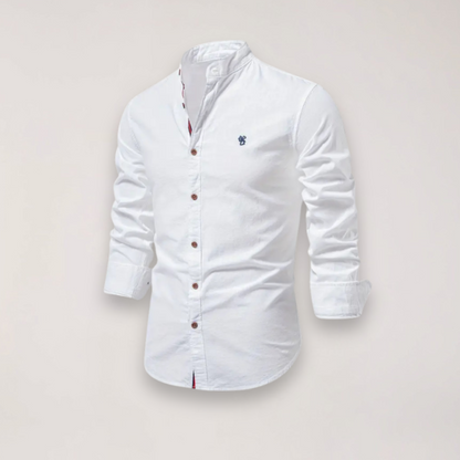 Men’s Long Sleeve Stand Collar Shirt – Embroidered Design for Stylish Occasions