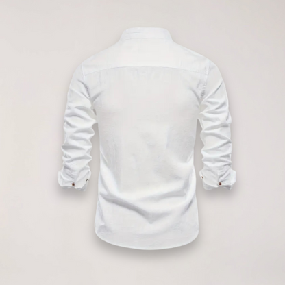 Men’s Long Sleeve Stand Collar Shirt – Embroidered Design for Stylish Occasions