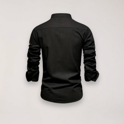 Men’s Long Sleeve Stand Collar Shirt – Embroidered Design for Stylish Occasions