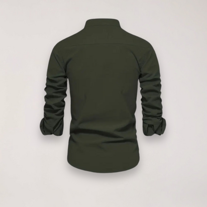 Men’s Long Sleeve Stand Collar Shirt – Embroidered Design for Stylish Occasions