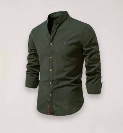 Men’s Long Sleeve Stand Collar Shirt – Embroidered Design for Stylish Occasions