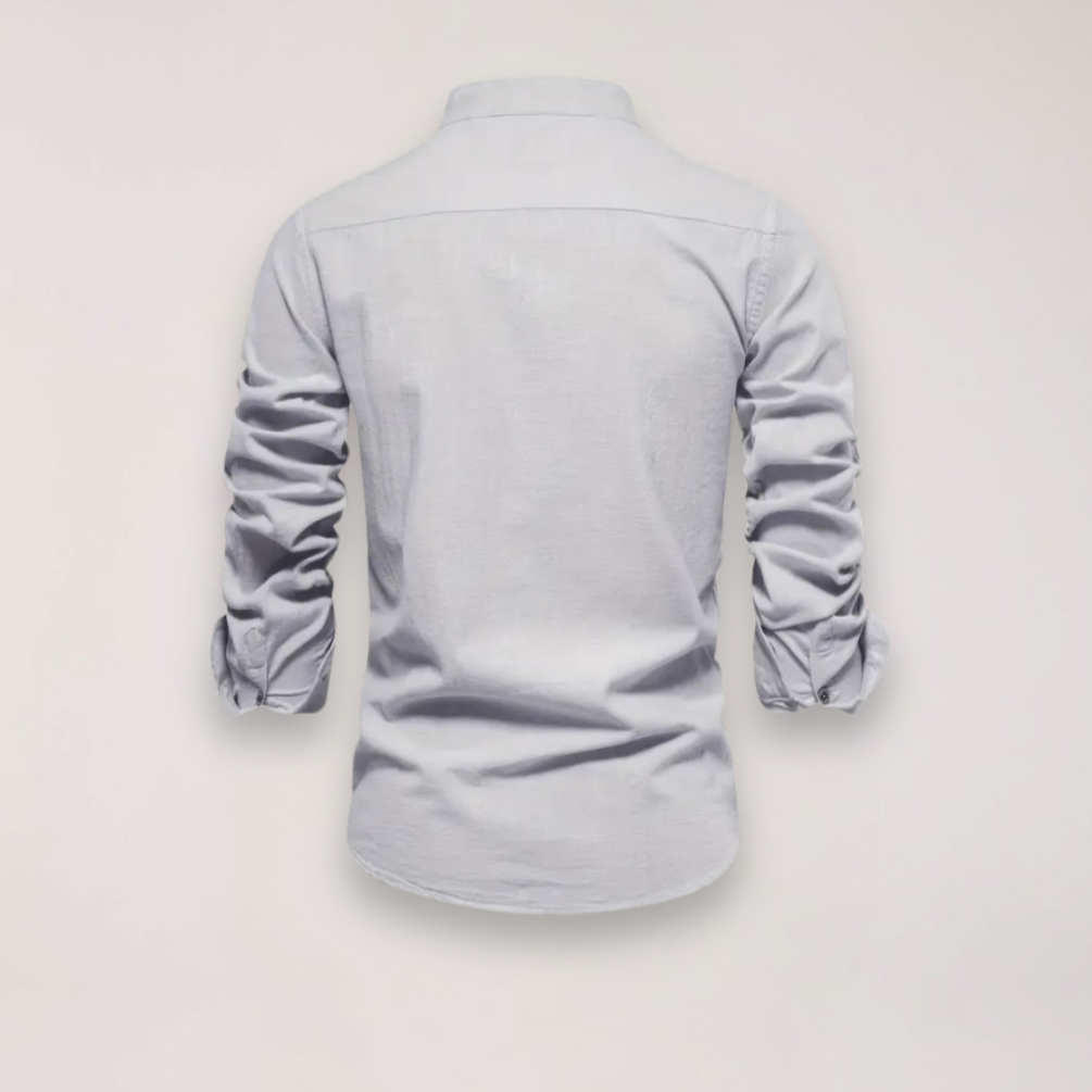 Men’s Long Sleeve Stand Collar Shirt – Embroidered Design for Stylish Occasions