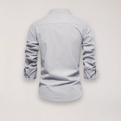 Men’s Long Sleeve Stand Collar Shirt – Embroidered Design for Stylish Occasions