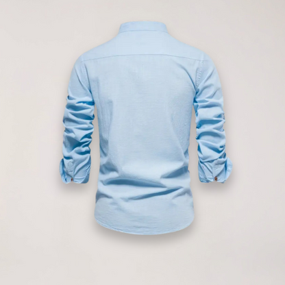 Men’s Long Sleeve Stand Collar Shirt – Embroidered Design for Stylish Occasions
