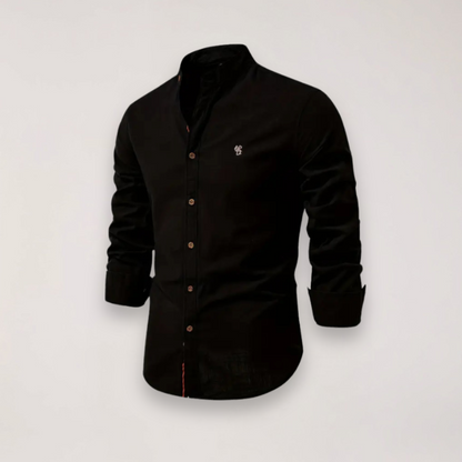 Men’s Long Sleeve Stand Collar Shirt – Embroidered Design for Stylish Occasions
