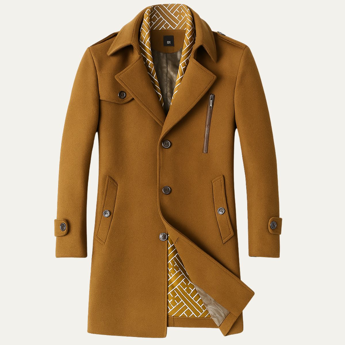 Men's Military-Style Longline Overcoat for Any Occasion