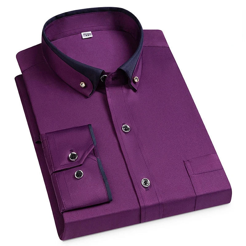 Men's Two-Tone Collar Shirt for Smart Occasions