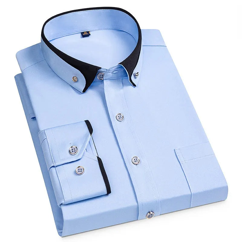 Men's Two-Tone Collar Shirt for Smart Occasions