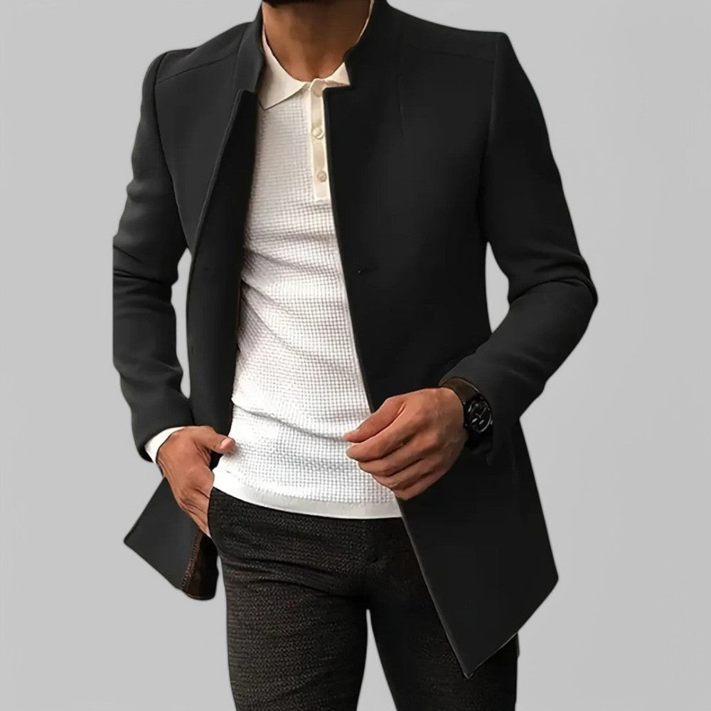 Men's Minimalist Button Winter Coat for Smart Casual Wear