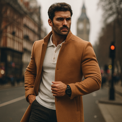 Men's Minimalist Button Winter Coat for Smart Casual Wear