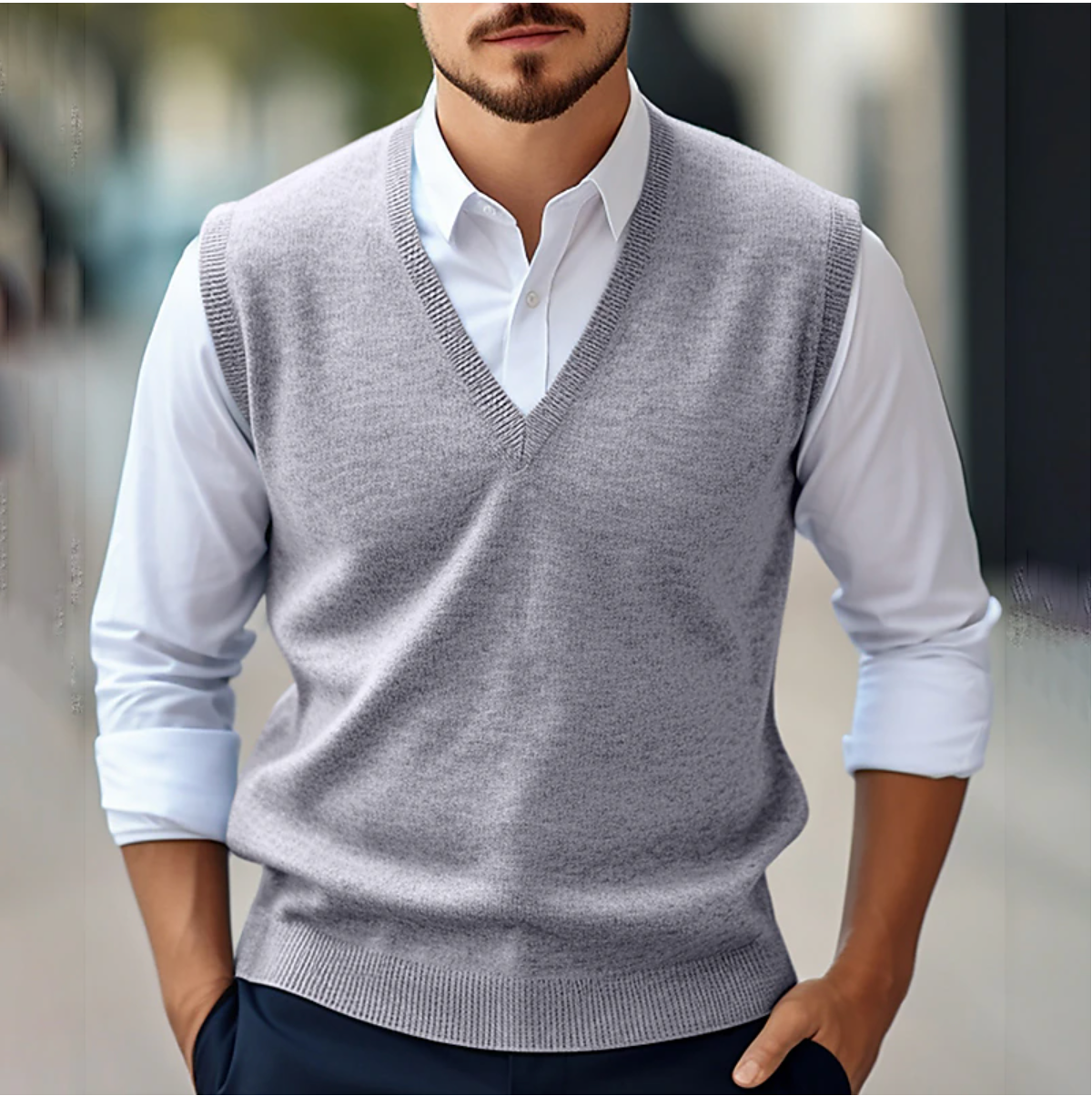 Men's V-Neck Sweater Vest for Smart Occasions