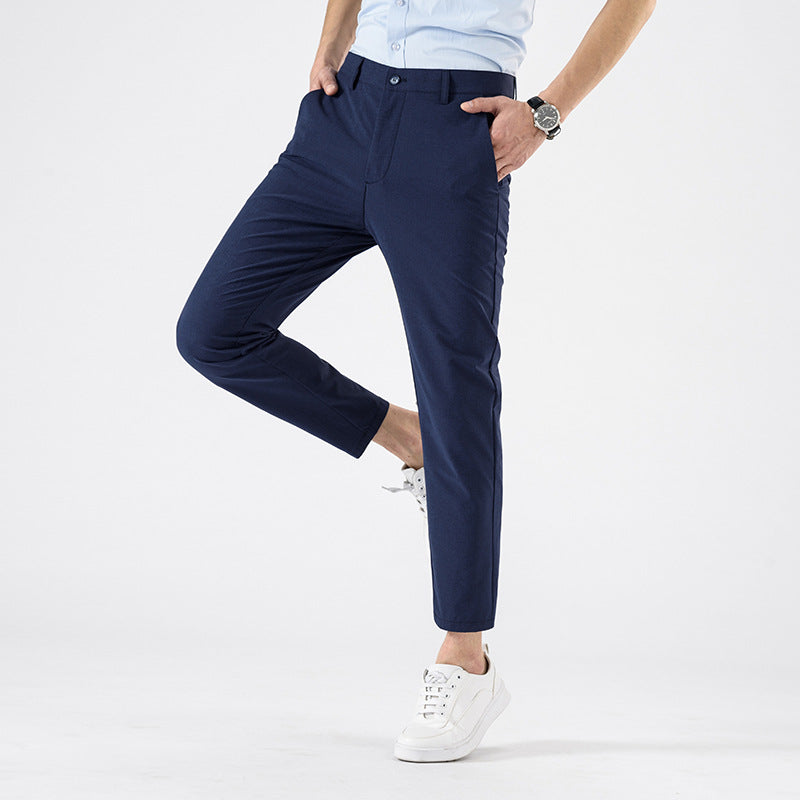 Men's Cropped Trousers - Stylish Smart Casual Pants for Spring & Autumn Wear