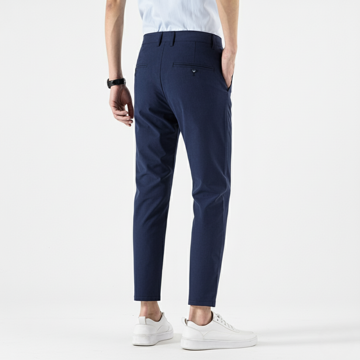 Men's Cropped Trousers - Stylish Smart Casual Pants for Spring & Autumn Wear