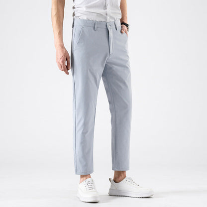 Men's Cropped Trousers - Stylish Smart Casual Pants for Spring & Autumn Wear
