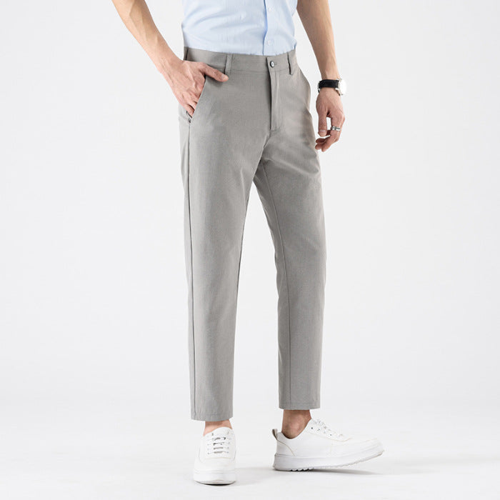 Men's Cropped Trousers - Stylish Smart Casual Pants for Spring & Autumn Wear