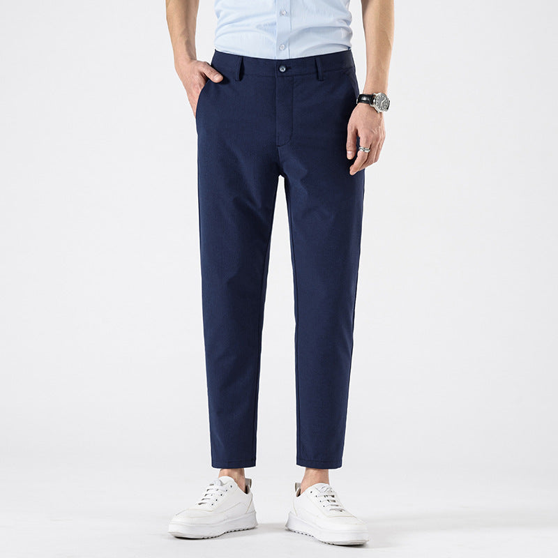 Men's Cropped Trousers - Stylish Smart Casual Pants for Spring & Autumn Wear