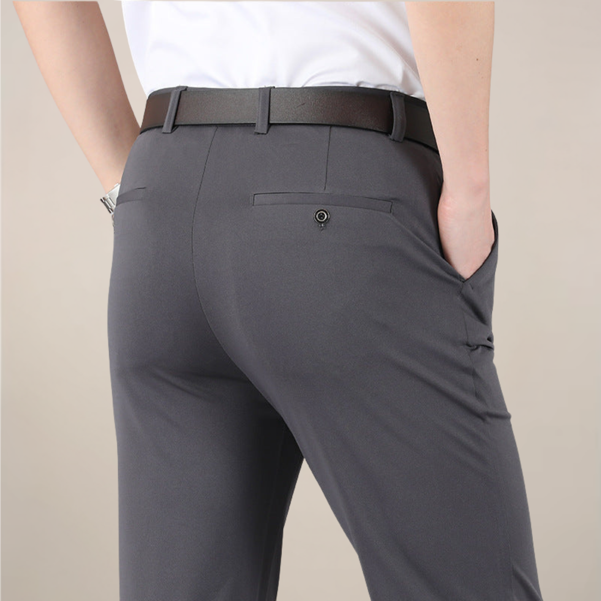 Men's Slim Fit Stretch Waist Dress Pants for Work