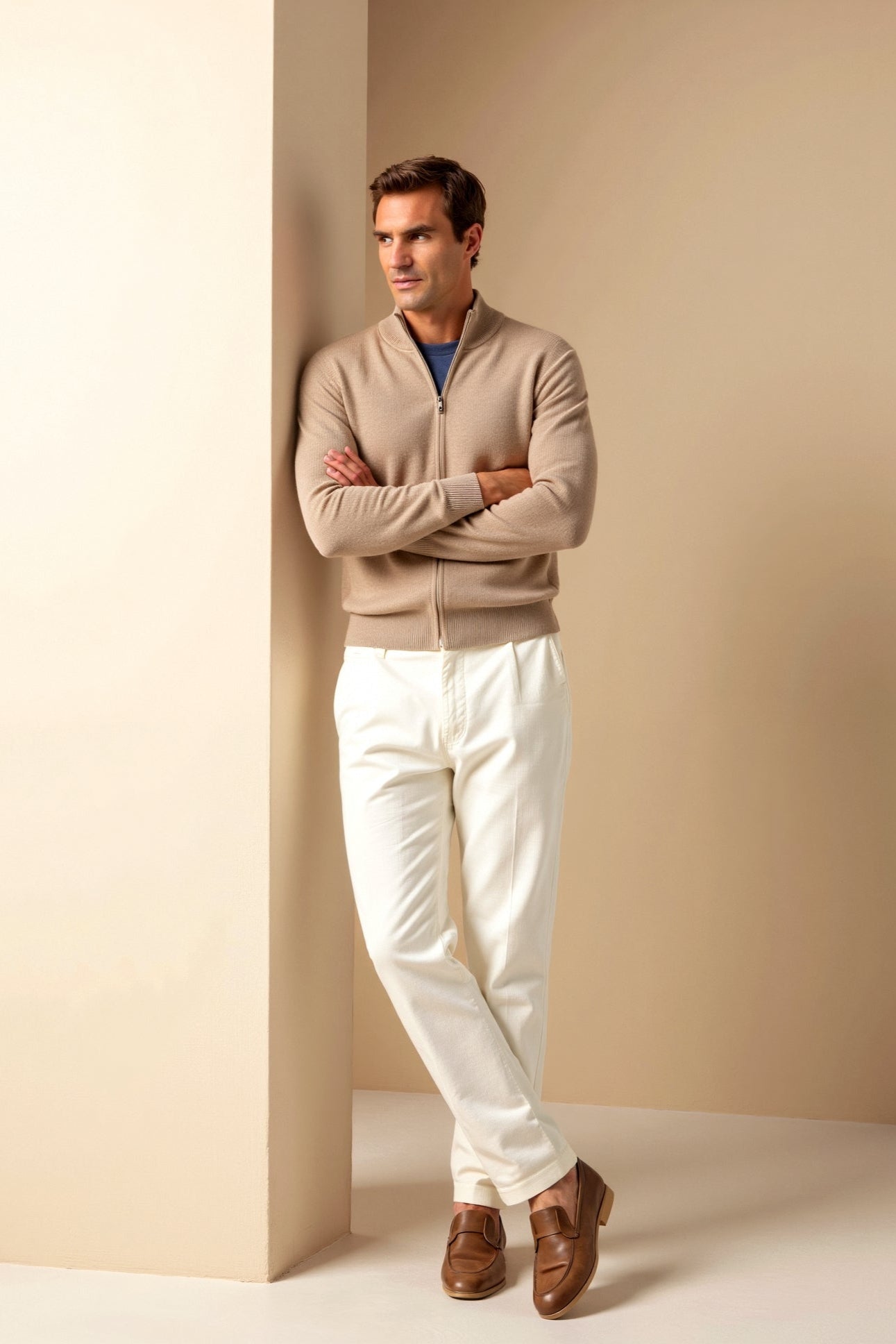 Men's Slim Fit Zip Jacket - Stylish Stand-Up Collar