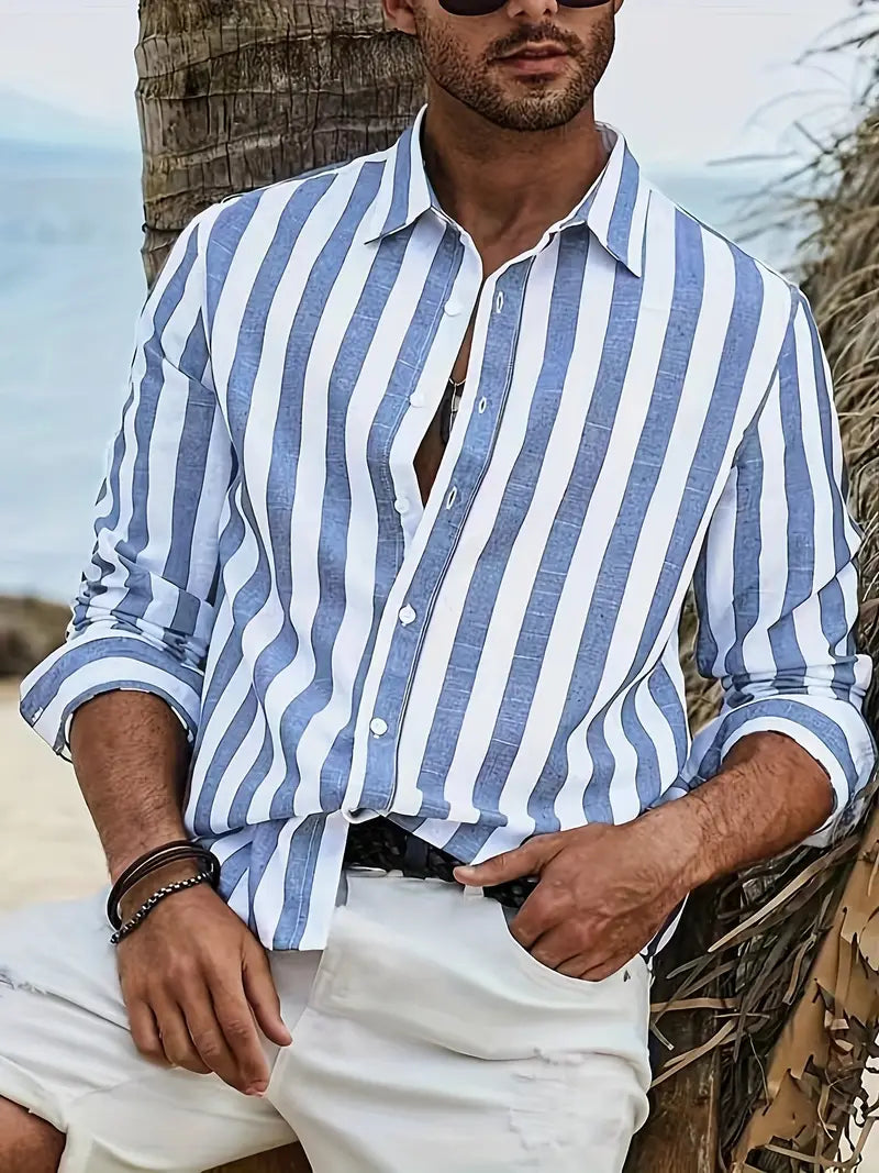 Men’s Striped Long Sleeve Shirt for All-Day Style