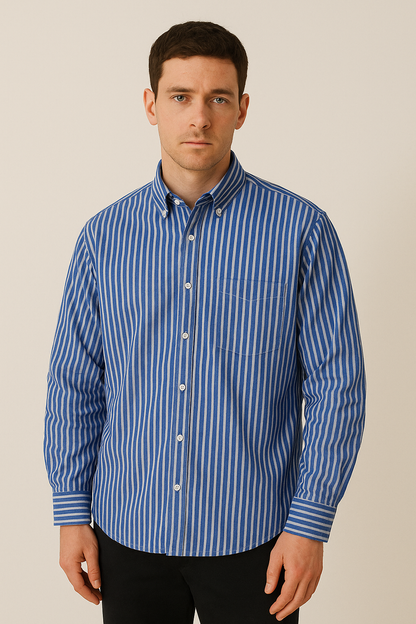 Men’s Striped Long Sleeve Shirt for Year-Round Wear