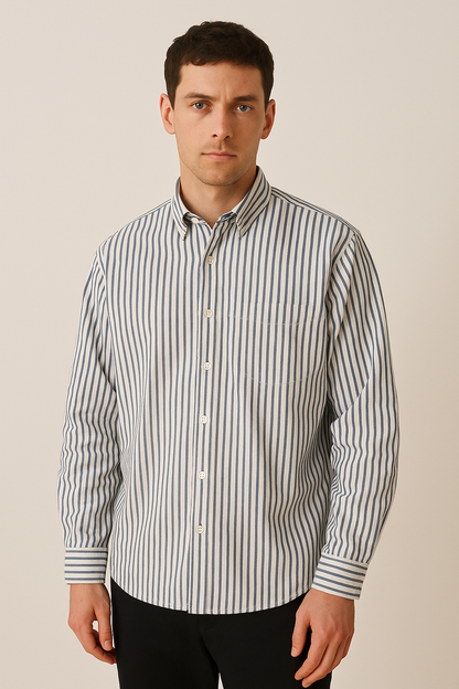 Men’s Striped Long Sleeve Shirt for Year-Round Wear