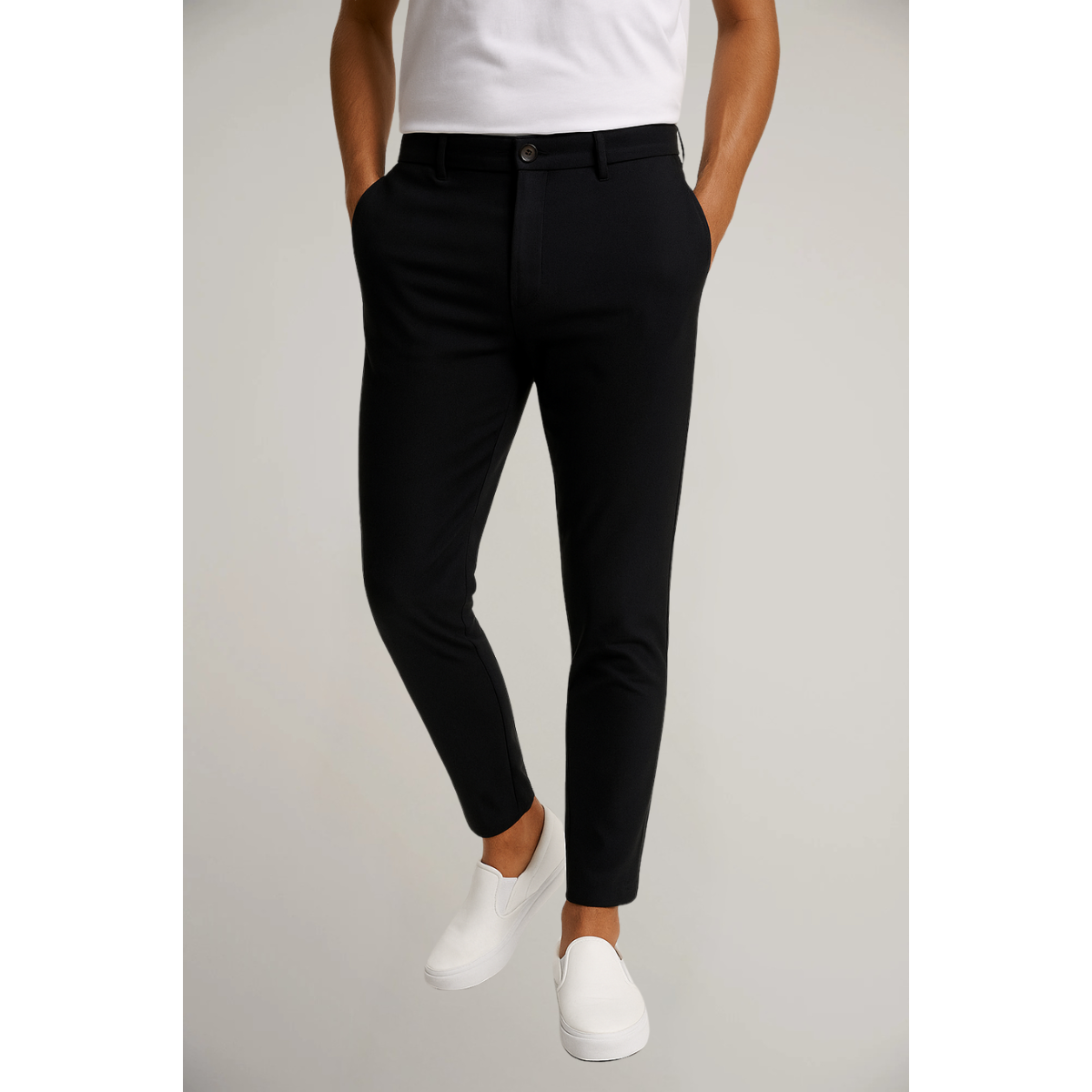 Men’s Classic Flat-Front Trousers for Office Wear