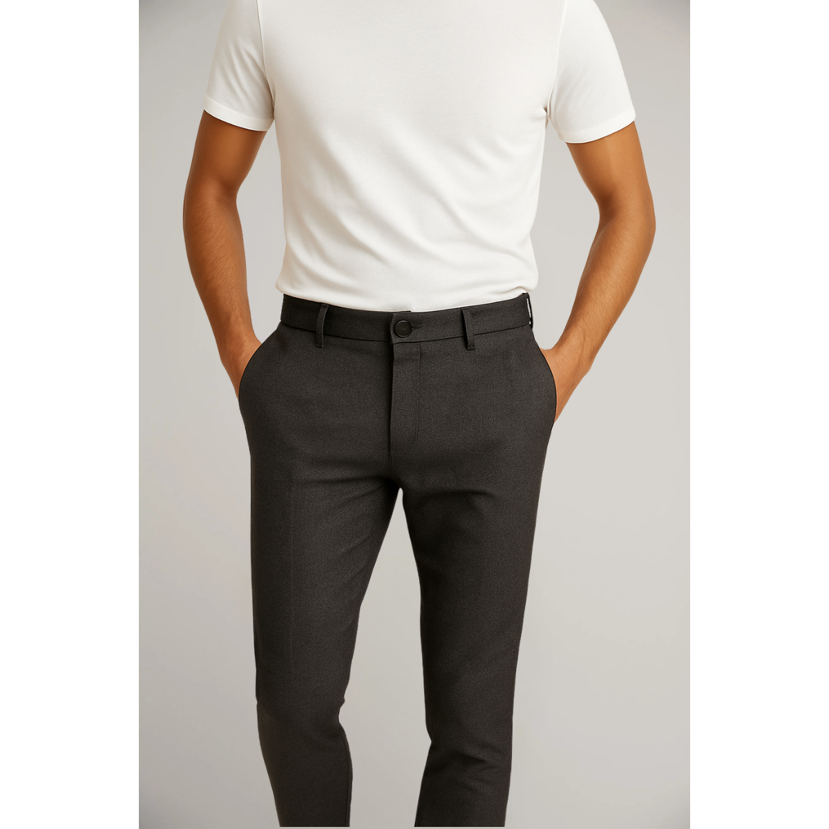 Men’s Classic Flat-Front Trousers for Office Wear
