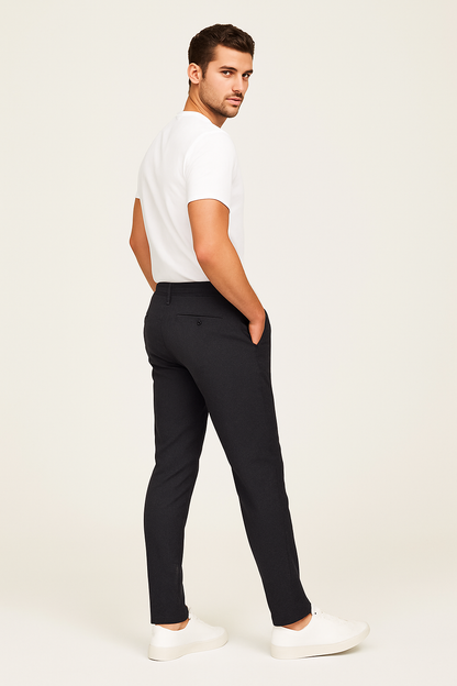 Men’s Classic Flat-Front Trousers for Office Wear