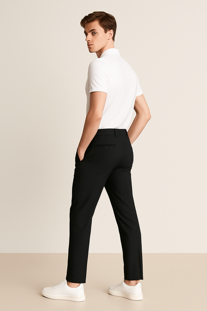Men’s Classic Flat-Front Trousers for Office Wear