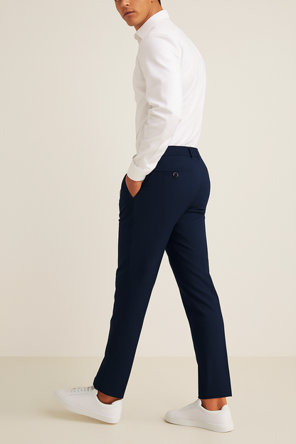 Men’s Classic Flat-Front Trousers for Office Wear