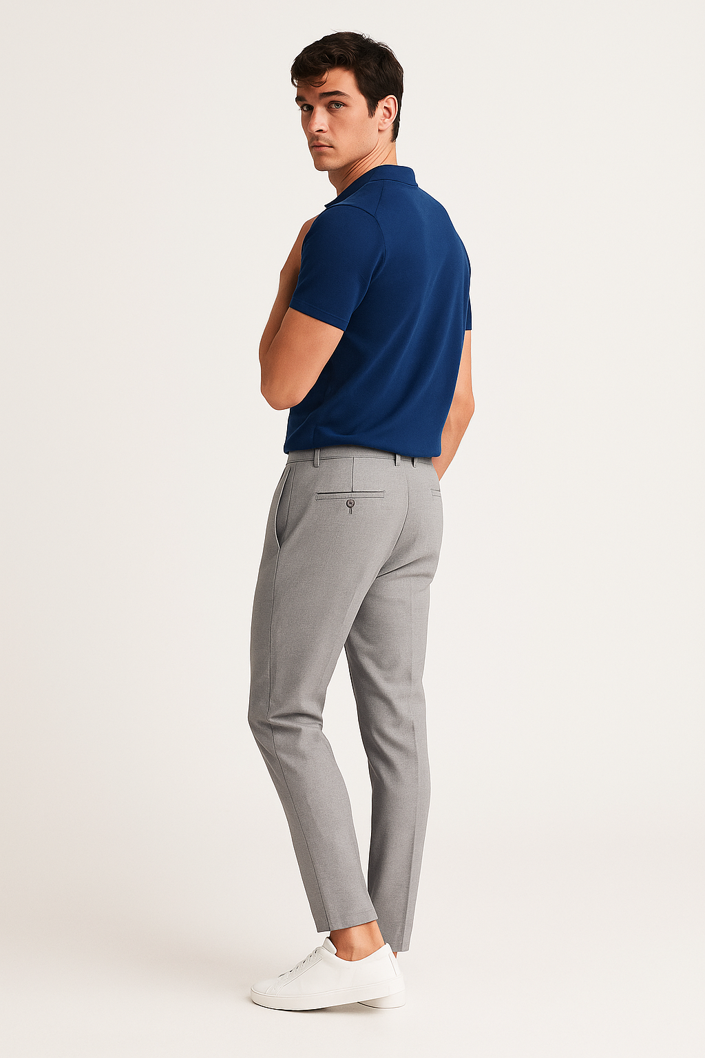 Men’s Classic Flat-Front Trousers for Office Wear