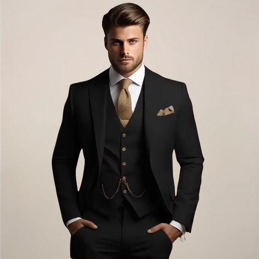 Men’s Slim Fit Three-Piece Suit for Weddings