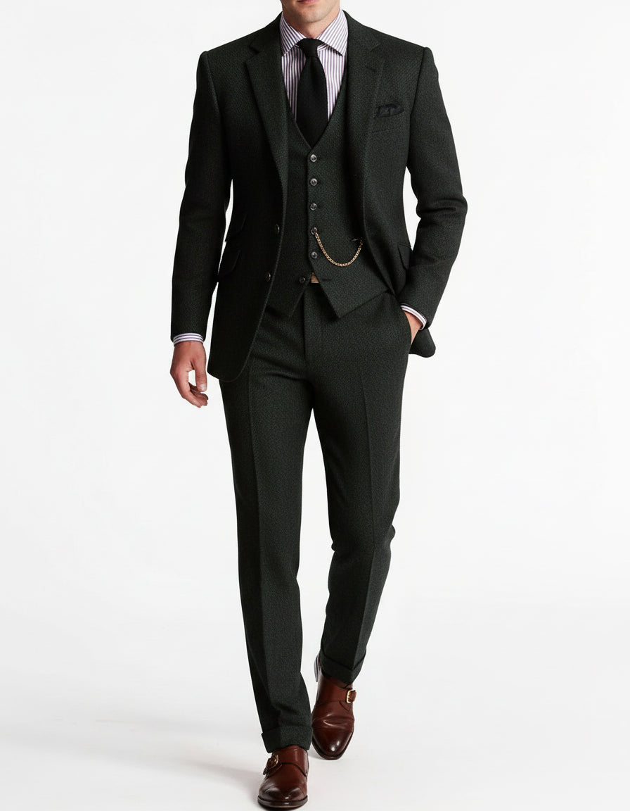 Men's Three-Piece Linen Tuxedo for Formal Events
