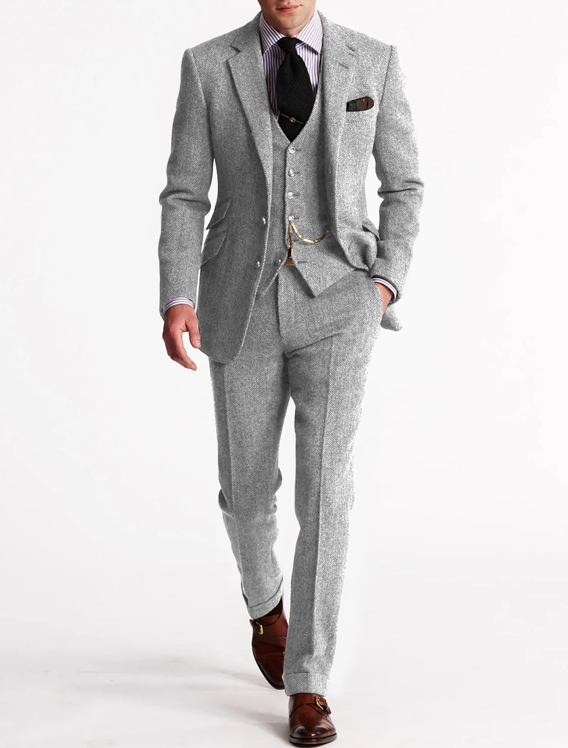 Men's Three-Piece Linen Tuxedo for Formal Events