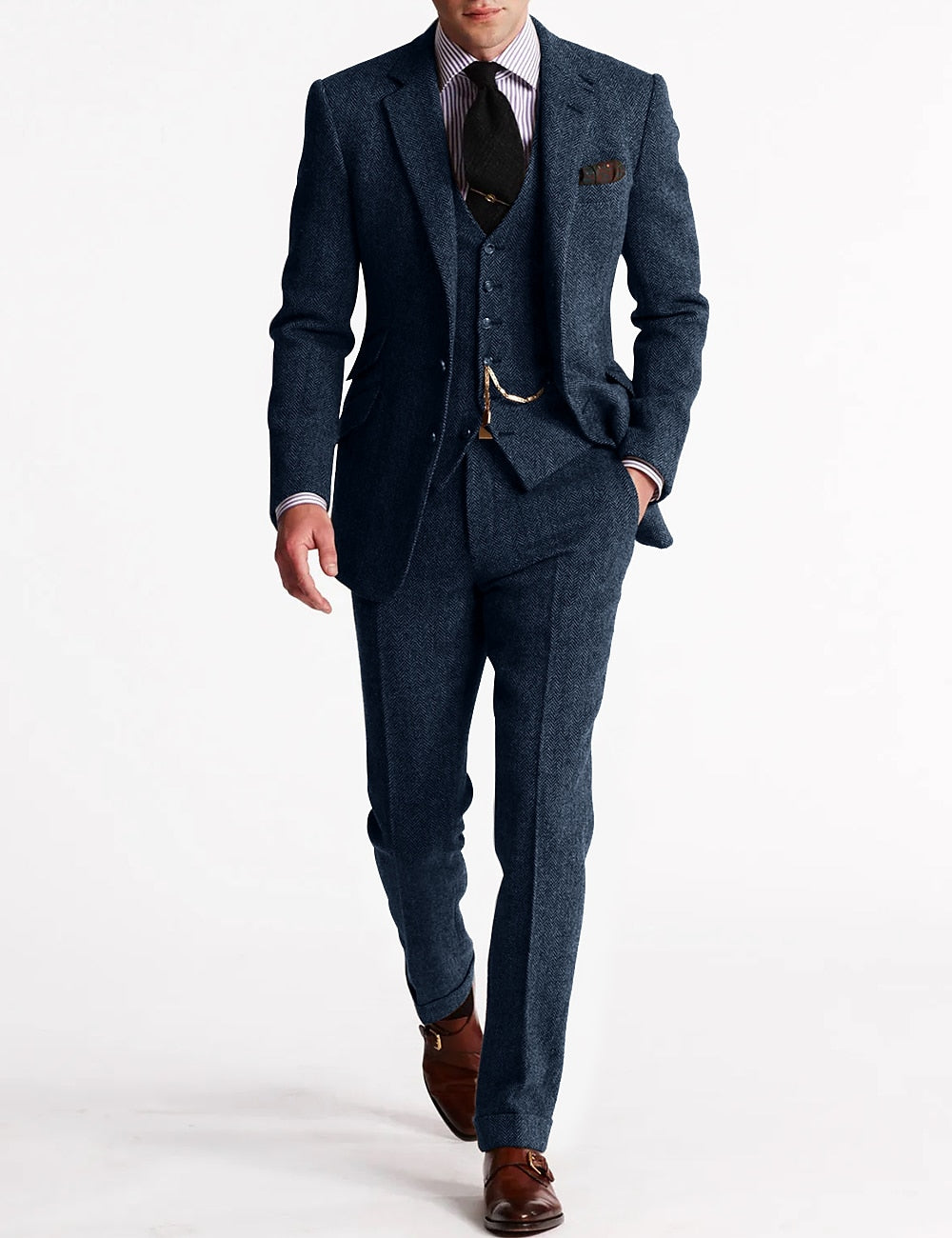 Men's Three-Piece Linen Tuxedo for Formal Events