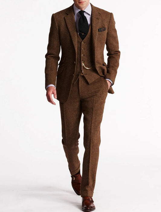 Men's Three-Piece Linen Tuxedo for Formal Events