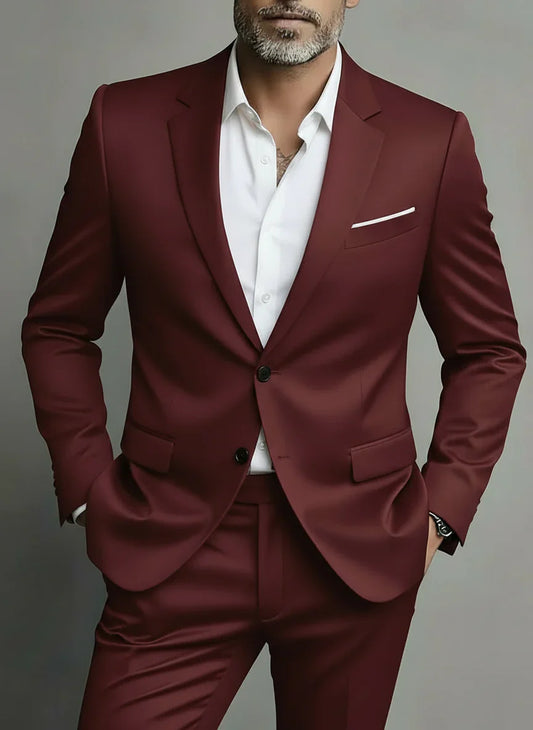 Men’s Slim Fit Two-Piece Suit for Business & Evening Events